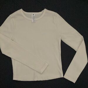 Yogalicious Girls size S 7-8 white long-sleeve ribbed t-shirt